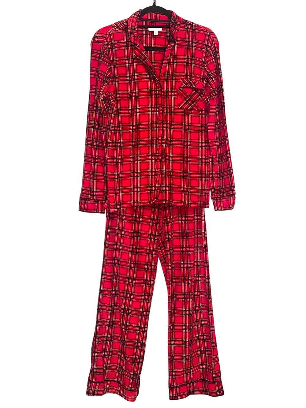Secret Treasures Small Red Tartan Plaid Soft Microfleece Pajama Set Christmas